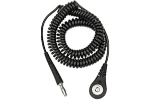 DESCO Brand 09180 Coiled Ground Cord, Jewel MagSnap Socket, 6', with Resistor