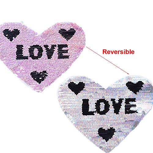 Magic Sequin Reversible Patch, Koolsants 1pc DIY Sew Decoration Appliques Bling Stickers Glitter Embroidery Patches Badge for Clothes, Dress, Bag, Hat, Jeans, Repair The Hole Stick, 6.3 x 7.5 inch