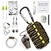 X-Plore Gear Emergency Paracord Grenade Survival Kit (15 Tools) | Natural Disaster/Earthquake Preparedness Response 550 Paracord, Blade, Whistle,Compass for Outdoor Adventures (Green w/Yellow Stripe)