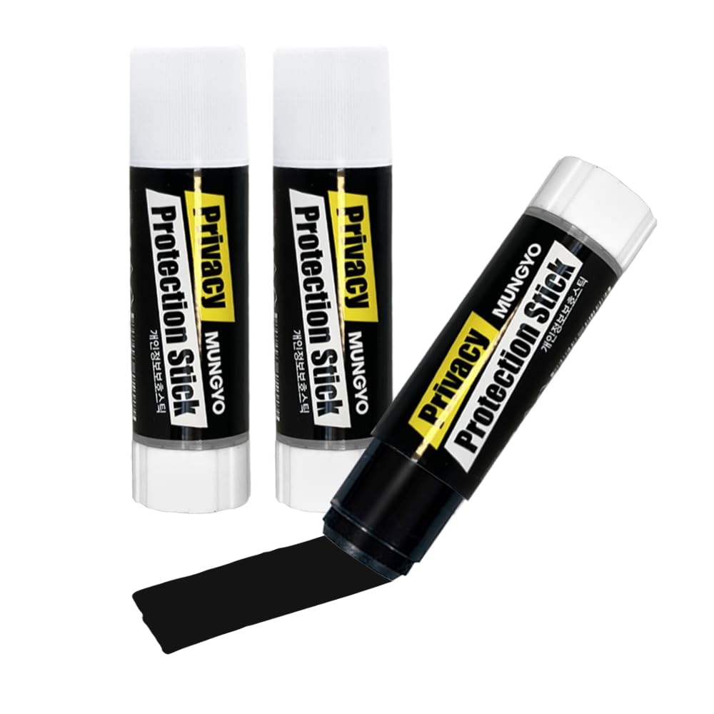 MUNGYO Identity Theft Protector Privacy Protection Stick, 3 Count Privacy Protecting Blackout Marker, Redacting Pen, Private Information Protector Stick, Roll-on Black Marker Pen on Any Surface.