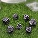 HESTYA 7 Pieces Metal Dices Set DND Game Polyhedral Solid Metal D&D Dice Set with Storage Bag and Zinc Alloy with Enamel for Role Playing Game Dungeons and Dragons, Math Teaching (Ancient )