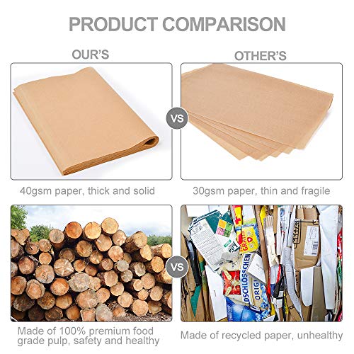 100pcs Unbleached Parchment Paper Baking Liners Sheets, Precut 12×16 inches Non-stick Wax Paper for Cook, Grill, Steam, Pans, Air Fryers, Hamburger Patty Paper