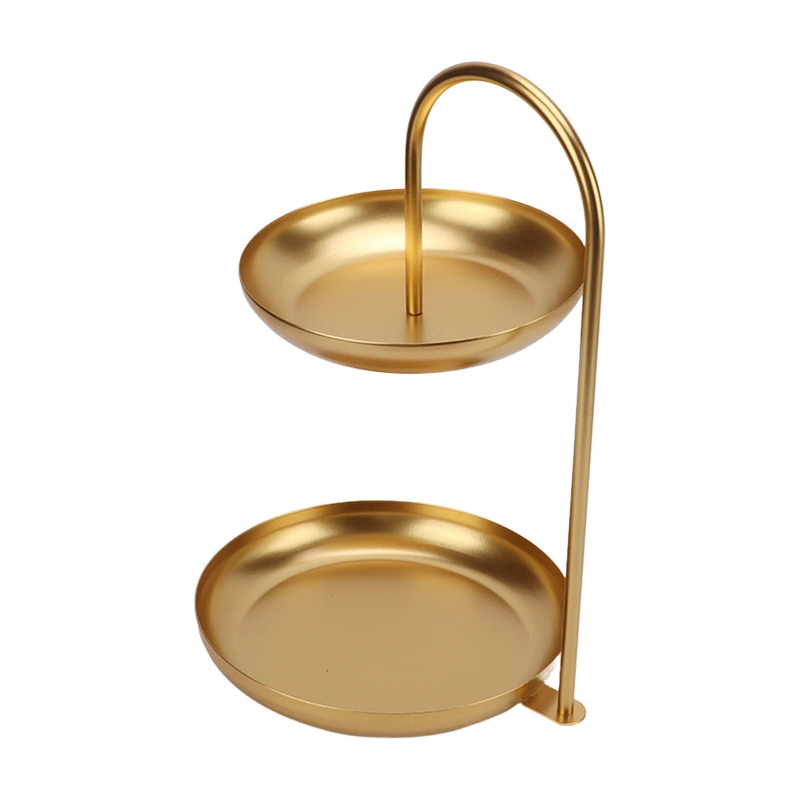 HERCHR 2 in 1 Cake Stand Afternoon Tea Stands 2 Tiered Serving 2 Tier Cupcake Gold Cake Dessert for Tea Party Wedding Baby Shower Buffet Server