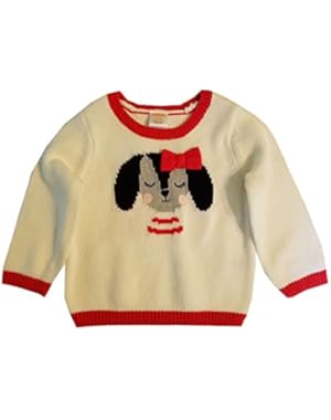 Baby Girl Puppy Pullover Intarsia Sweater