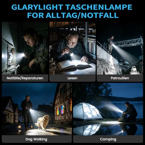 Glarylight XHP70.2 LED Rechargeable Torch 600,000 Lumens Extremely Bright XHP70.2 Torches Battery USB Strong Torch IPX7 Waterproof Zoomable Flashlight for Outdoor Emergencies