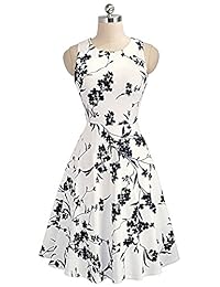 Merope J - Vestido de verano para mujer, sin mangas, de encaje, con cintura en A, estilo vintage