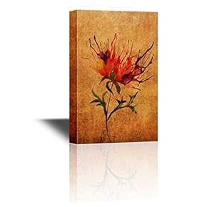 Canvas Wall Art - Watercolor Style Flower on Vintage Abstract Background - Gallery Wrap Modern Home Art | Ready to Hang - 12x18 inches