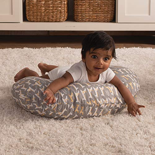 Boppy Original Nursing Pillow Cover, Gray Giraffe, Cotton Blend Fabric with Allover Fashion