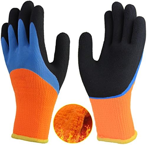 Cold Weather Work Gloves, Double Coating Non-Slip Water-Proof Safety Gloves, Warm Comfortable Grip for Outdoor Garden Construction Fishing Cleaning Heavy Duty Men Multipurpose Use.
