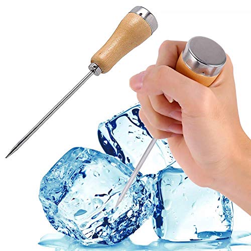 MOTZU 2 Pieces Ice Picks Stainless Steel with Wooden Handle for Kitchen Restaurant Bar Home