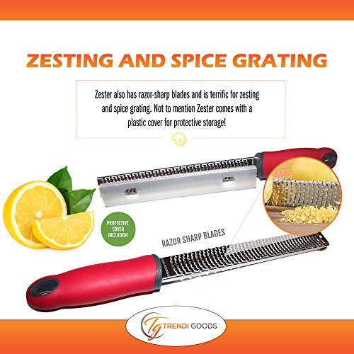 Lemon Zester Nutmeg Grater Lemon Lime Squeezer Stainless Steel Kit by Trendi Goods No Pulp No Seeds Dishwasher Safe Non Slip Handles Razor Sharp Zester