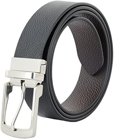 Men's Reversible Leather Belt - Black &amp; Brown Genuine Leather Belt - 35 mm wide Rotated Buckle belt - 114 (42)