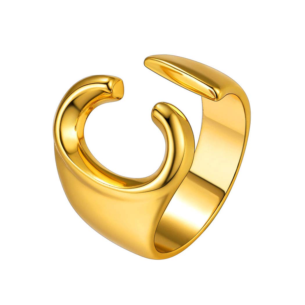 Suplight Gold C Initial Rings for Women, Women's Statement Rings, Unique Jewelry Ring, Ajustable Alphabet Capital Letter Name Ring, Open Thumb Ring