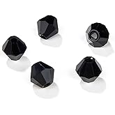 MEIUIJQ 4mm Bicone 1800Pcs Black Crystal Glass Beads Small Faceted Bicone Shape Crystal Glass Spacer Beads for Bracelet Necklace Decorative Hand Jewelry Making (Black, 4MM)