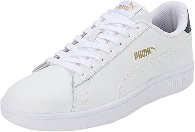 Puma smash v2 l, calçados esportivos adultos unissex, puma white-puma white-peacoat-puma team gold, 40 eu