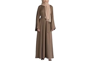 Lmdudan 2023 Women Islamic Maxi Dresses Ladies Muslim Abaya Dress Solid Long Sleeve Jilbab Prayer Clothes Middle East Robe