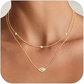 Women's Gold Evil Eye Necklace - 14K Gold Plated Evil Eye Choker Necklaces,Non Tarnish Layered Golden Italian Horn Charm Necklace,Lucky Spiritual Protection Jewelry Gifts for Girlfriend Sister Wife