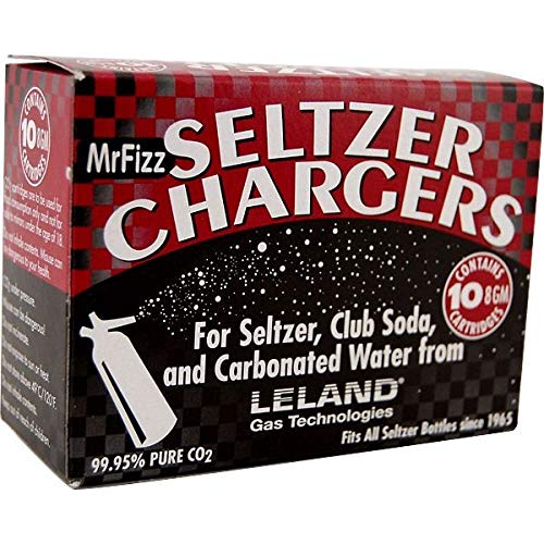 Behind The Bar Glass Soda Siphon Starter Kit - 1 Liter Soda Siphon & 40 CO2 Chargers - Thumbnail 2