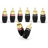 Sewell Deadbolt RCA Plugs, 4 Pairs, Fast-Lock Technology, 24k Gold Plated Speaker Plugs, Premium Solderless SW-32888-4