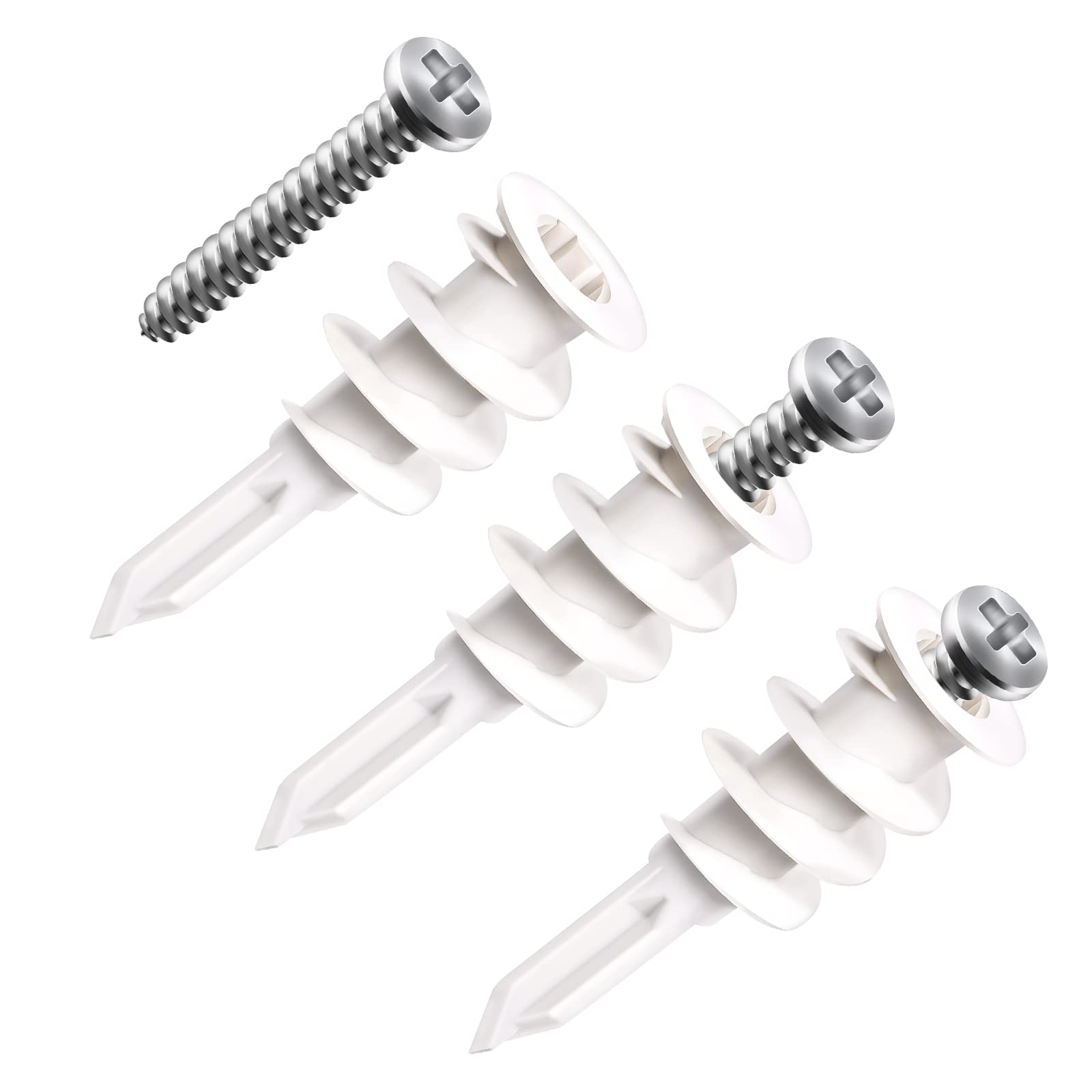 AIEX 50PCS Self-Drilling Drywall Anchors and Screws Kit, Plastic Wall Anchor Kit 50lbs-75lbs Heavy Duty Drywall Anchors for Hanging Curtains Wall Cabinets Picture Frame