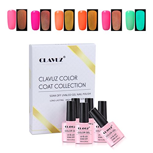 Gel Nail Polish,CLAVUZ 6PCS Glow In the Dark Gel Nail Lacquer Set Soak Off UV Led Manicure Luminous Nail DIY Art Decoration Kit 10ML