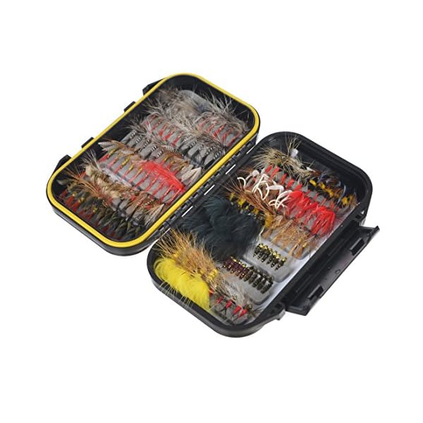 FishingSir-Trout-Fly-Fishing-Flies-Dry-Flies-Wet-Flies-Nymph-Streamer-and-Emerger-Fly-Lures-Double-Side-Waterproof-Pocketed-Fly-Box