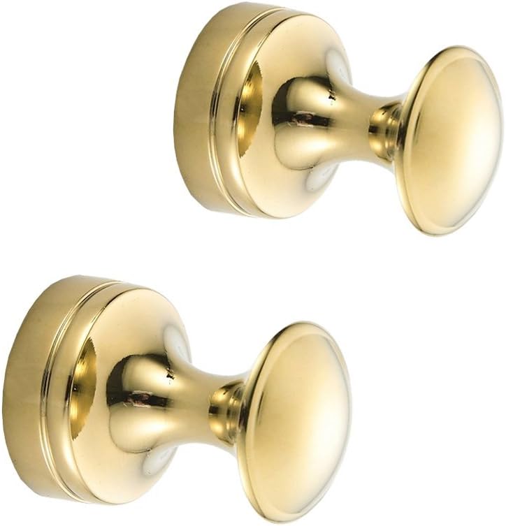 Bath Towel Coat Hook Champagne Gold Robe Holder Rack Wall Mount Clothing Hat Brass Hanger Over Door Keys Umbrellas Bags Handle by BLISSPORTE Pack of 2