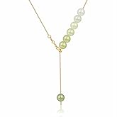 LOOYUUPEE Natural Hetian Jade Necklace for Women, Lucky Green Jade Beaded Choker Jewelry Chain, Dainty Y Shaped Adjustable Elegant Necklace for Mom Lover Her