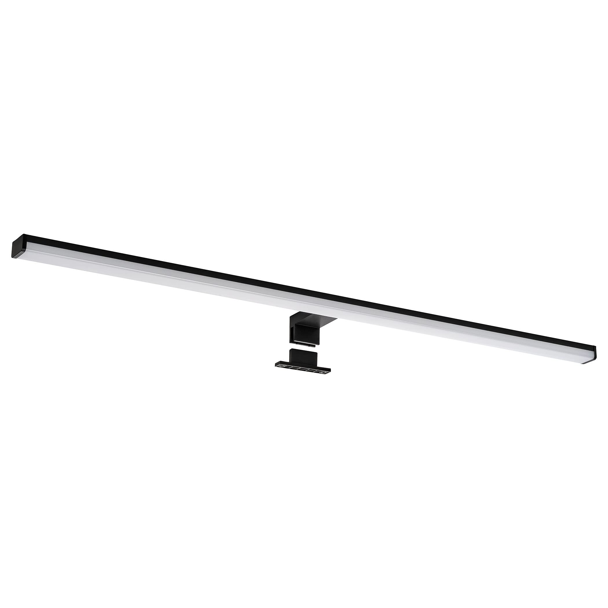 SEBSON® LED Bathroom Mirror Light 90cm, Mirror Lighting Cabinet Mounted + Clip On, Neutral White 4000K, 15W, 1300lm, IP44, Black - 900x98x44mm