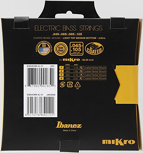 Ibanez Mikro Bass Guitar Strings IEBS4CMK IEBS Coated Nickel Bass Guitar Strings, Medium