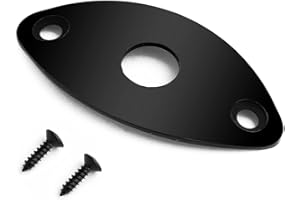 Bogart Guitar Jack Socket Plate Curved Oval Football Style Output Jack Plate Compatible with Les Paul Ibanez Jackson Guitar or Bass with Mounting Screws Black. (HJ 003-BK)