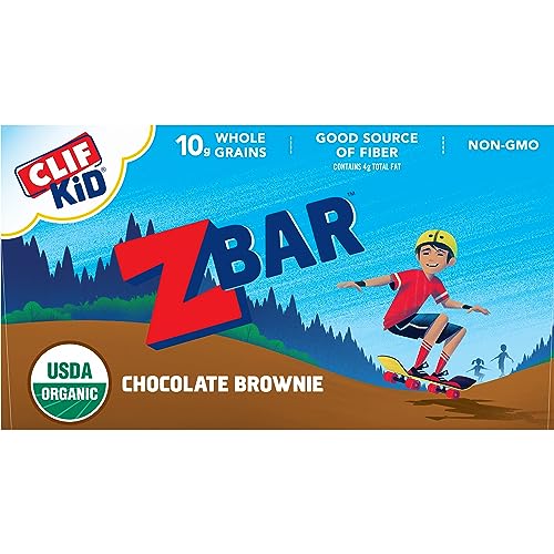 CLIF KID ZBAR – CHOCOLATE BROWNIE – SOFT BAKED WHOLE GRAIN SNACK BARS – USDA ORGANIC – NON-GMO – PLANT-BASED – 1.27 OZ. (18 PACK)