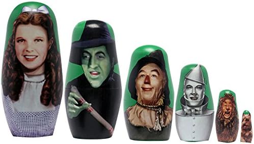 Wizard Of Oz Wooden Painted Nesting Dolls Set Of 6 Figures 1 - 5 Inches Tall