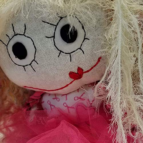 Handmade Big Hair Head Girly Pink Ribbon Doll