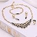 MOOCHI 18K Gold-Plated Black Crystal Beads Big Hollow Chain Necklace Earrings Ring Jewelry Set