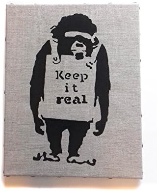 Monkey Keep It Real Banksy Graffiti Stencil Art on Linen Canvas