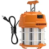 HYPERLITE LED Temporary Work Light 60W 7500LM 200W HID/HPS 5000K, Portable Hanging Construction Light with Stainless Steel Safety Guard and Sturdy Hook for Job Site, Workshop(with an ON/Off Switch)