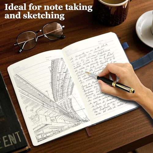 MIAOKE Journal Notebook, A5 Lined Leather Diary, 300 Pages, Luxury Pen Included, Hardcover Professional Notebook for Office, Travel, Business