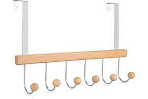 TOPIA HANGER Over The Door Hooks for Hanging, Towel Hooks Towel Racks for Bathroom, Coat Hooks Coat Rack Over The Door Organizer Hanging, Wooden Door Hangers for Coat Towel Hat Purse CT71N