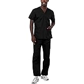 Adar Durable Unisex Scrubs Set - Classic V-Neck Scrub Top & Drawstring Scrub Pants For Men & Women