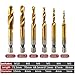 JKDRILL 6pcs 1/4 Hex Shank Titanium Plated M3-M10 ＨSS Screw Thread Metric Tap Drill Bits , Combination Drill and Tap Set
