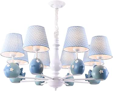 MXK-Lampe E27 * 3/8 Lámpara Macaron Niño Araña Tela Azul Pantalla