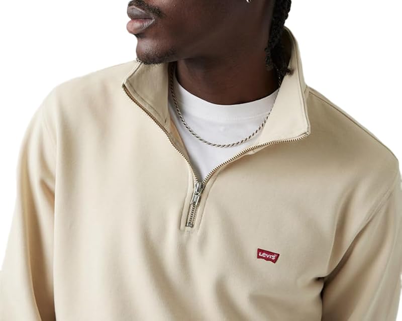 Sudadera Original para Hombre con Cremallera 1/4, Gris Claro, S