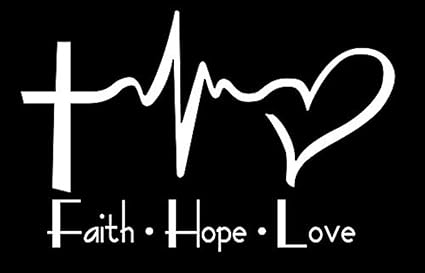 Amazon Com Cci154 Faith Hope Love Heartbeat Decal White 6 X 4