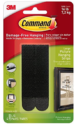 Command Large Picture Hanging Strips - Black (Pack of 12)