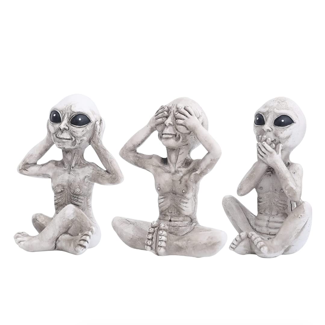 JOPOYOCO Garden Alien Statue, DIY Resin Figurine Garden Ornament for Patio, Lawn, Garden Decor Indoor Outdoor Home Office Decorations Collection (White)