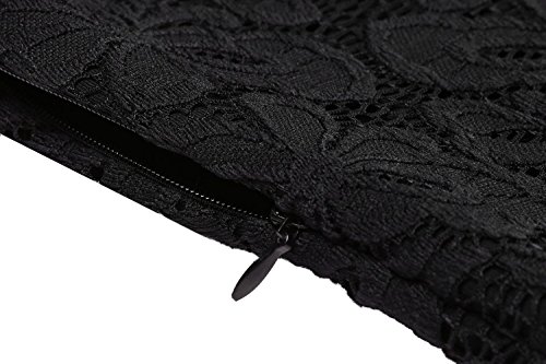 Cindere Womens Floral Lace Off-Shoulder Elegant Bodycon Cocktail Party Wedding Dress, Black, 3X