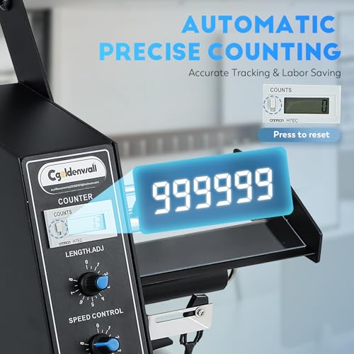 CGOLDENWALL Distributeur Automatique D'étiquettes avec Comptage Automatique 0-999999, Décolleuse D'étiquettes à Vitesse et Longueur Réglables, Largeur 4-140MM, Longueur 3-150MM