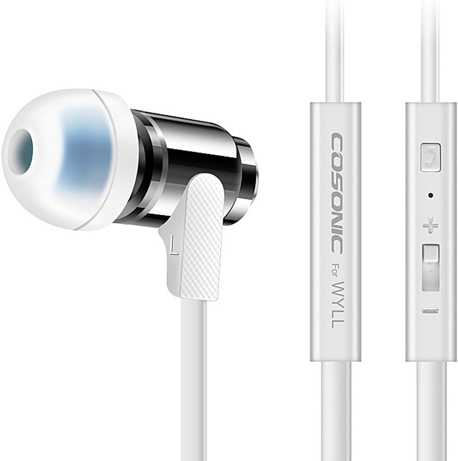 BeatzAudio W3 Sports In-Ear Headphones Bass Metal Earphones Noise Isolating Earbuds Button Volume Control With Microphone Headsets For IPhone 6/5s (White)