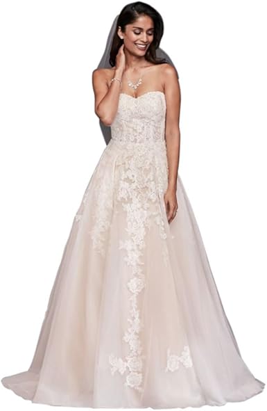 sheer lace and tulle ball gown wedding dress